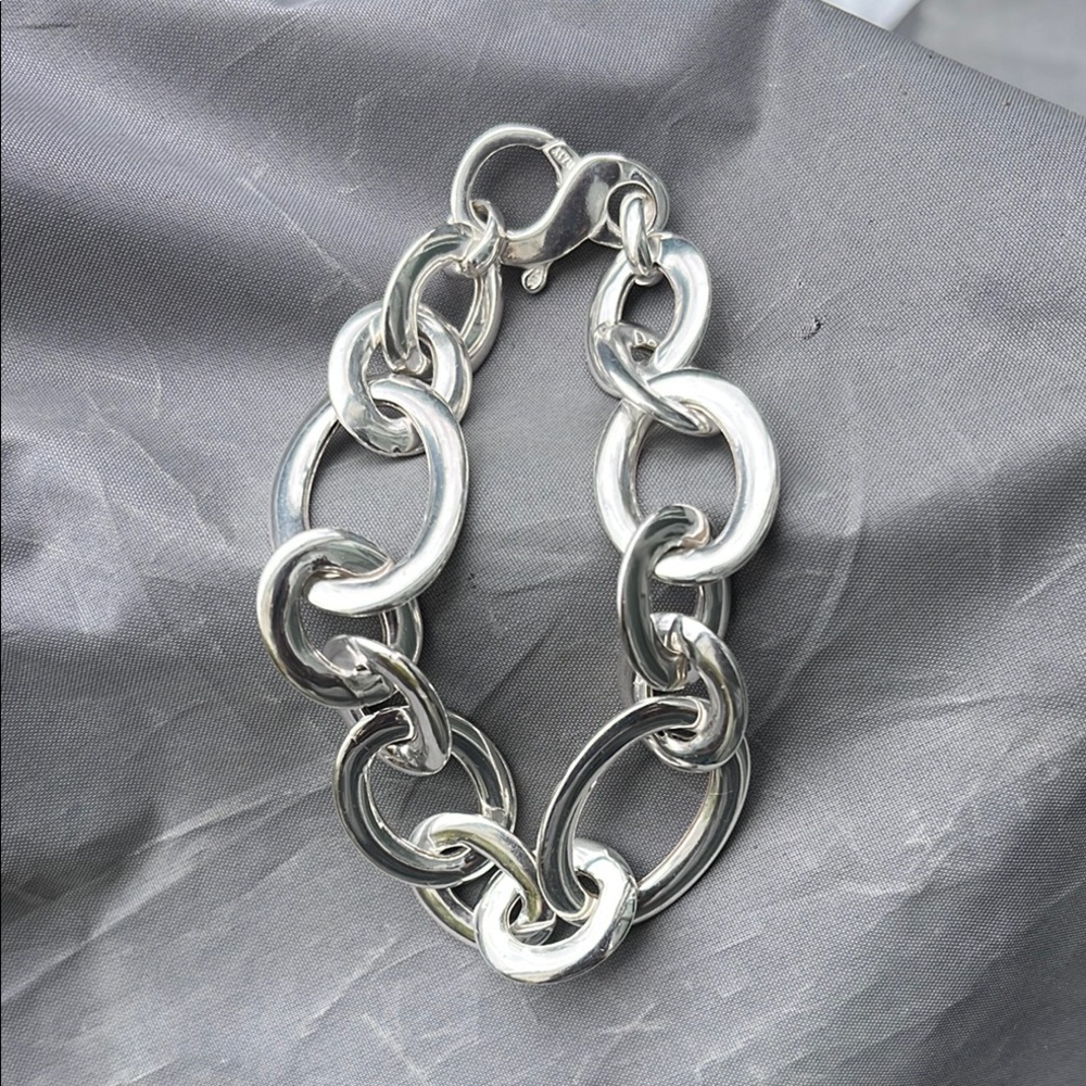 Italian Silver Bold Oval Link Bracelet
